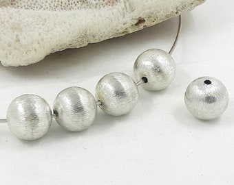 Sterling Silver Brushed Bali Beads, 10mm (3pcs)
