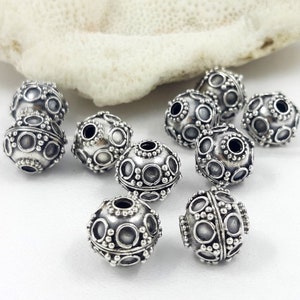 2pcs | 10mm Sterling silver Bali round beads, Handmade beads, antique finishing, oxidation