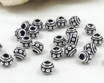 10pcs - 5mm round, Sterling silver bead spacers handcrafted, Bali bead spacers handmade