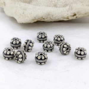 6pcs Sterling silver bead spacers handcrafted Bali bead spacer Antique finish 4.5mm x 6.5mm round