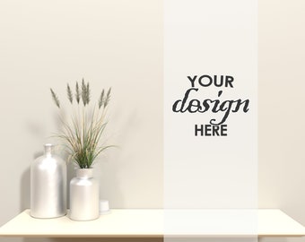 Minimalist Wall Mockup V3 Rustic Living Room Mock Ups Rustic Room Mock Up Warm Interior Stock Photo Mock Up Frameless Empty Wall Free Psd Mockups