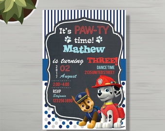 Paw Patrol Invitation Etsy France