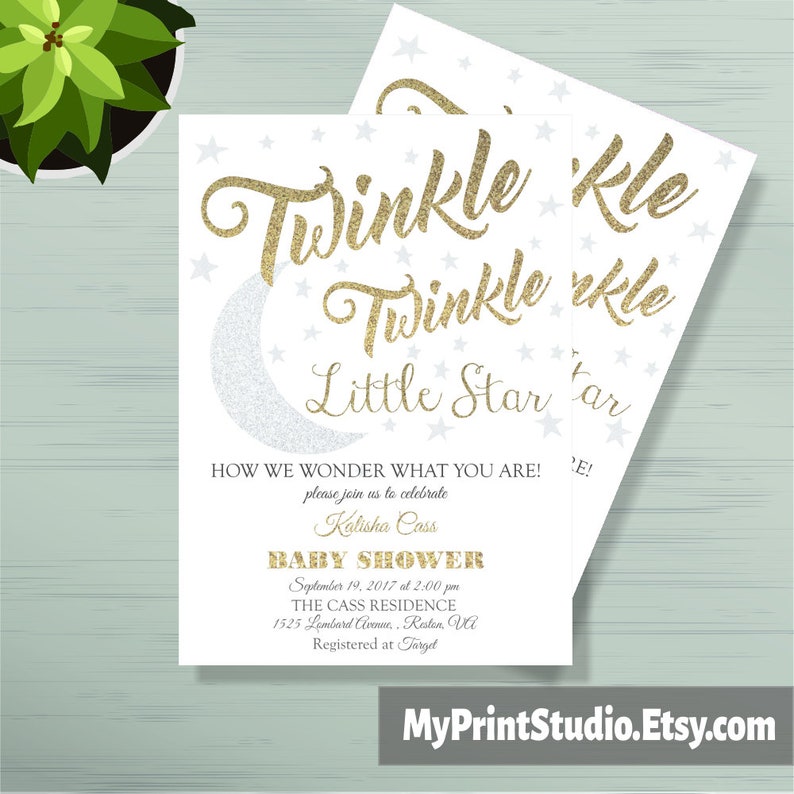 Twinkle Twinkle Little Star Baby Shower Invitation Digital or Etsy