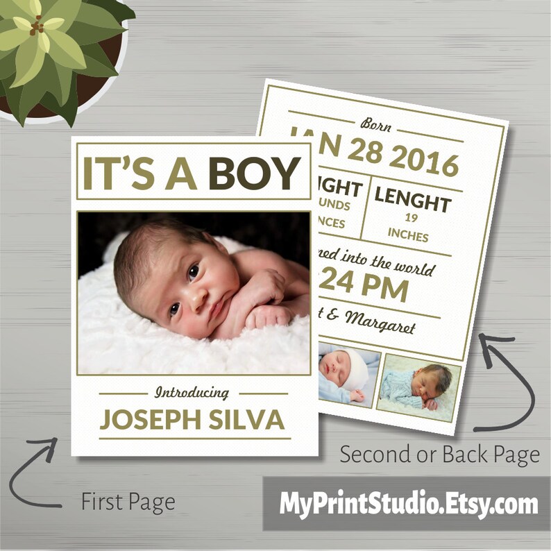 Baby Boy Announcement Printable Template for MS Word. Newborn - Etsy