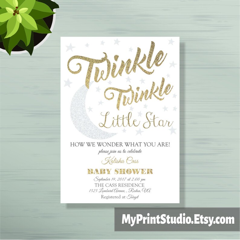 Twinkle Twinkle Little Star Baby Shower Invitation Digital or Etsy