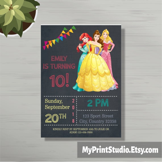 personalized princesses birthday party invitations disney princesses princesses birthday party princesses invite princesses invitation personalized princess birthday invitations