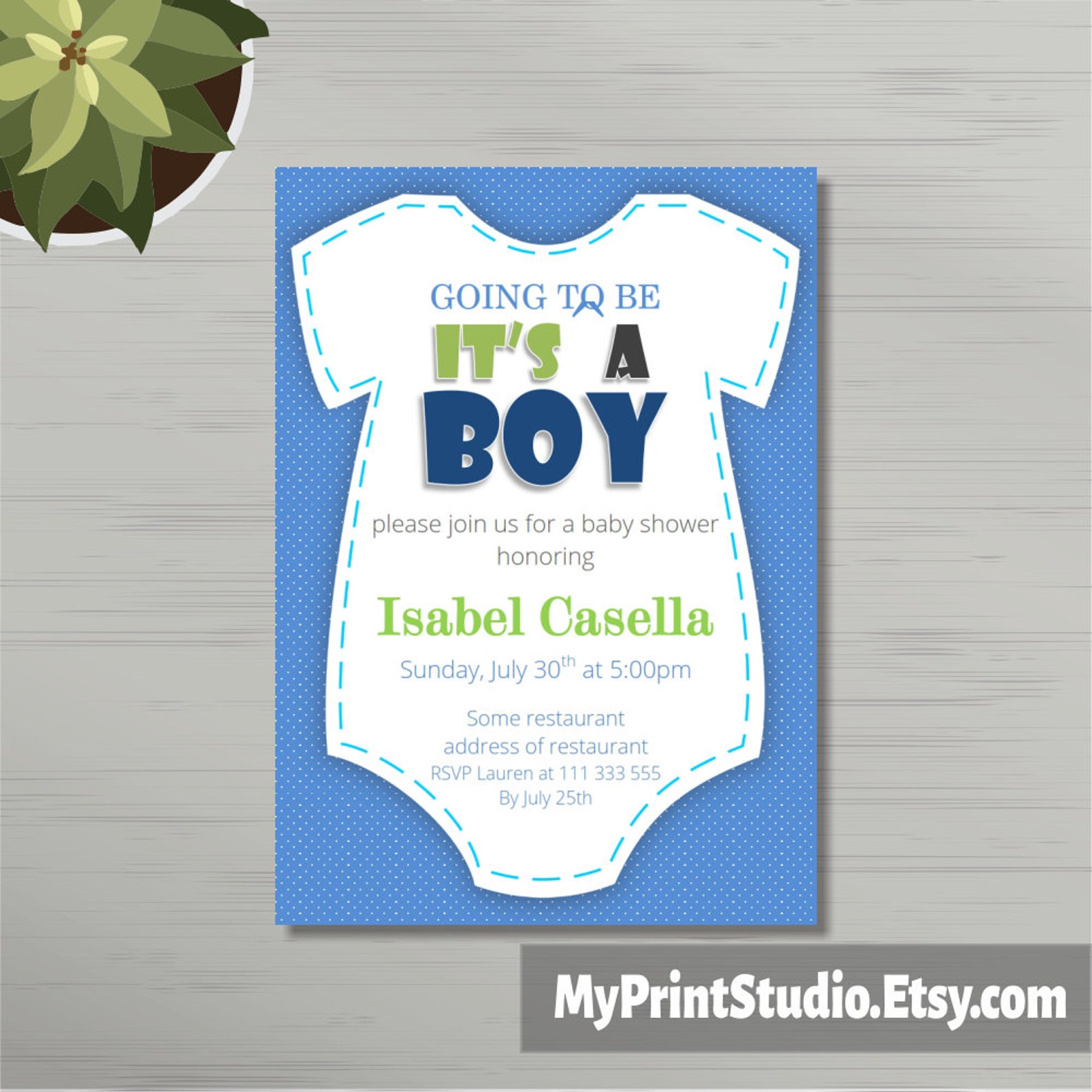 Baby Shower Invitation. Modèle de carte Shower bébé garçon en Etsy