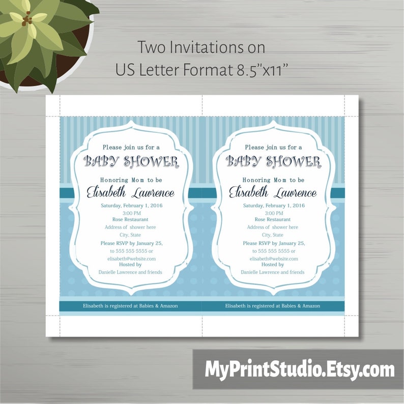 Printable Baby Boy Shower Invitation Template for Word Boy - Etsy