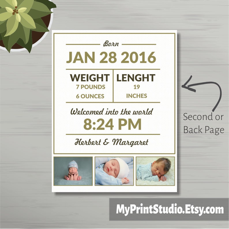 Baby Boy Announcement Printable Template for MS Word. Newborn - Etsy