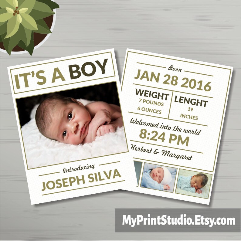 Baby Boy Announcement Printable Template for MS Word. Newborn - Etsy