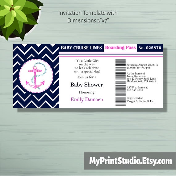 boarding pass baby shower invitations
