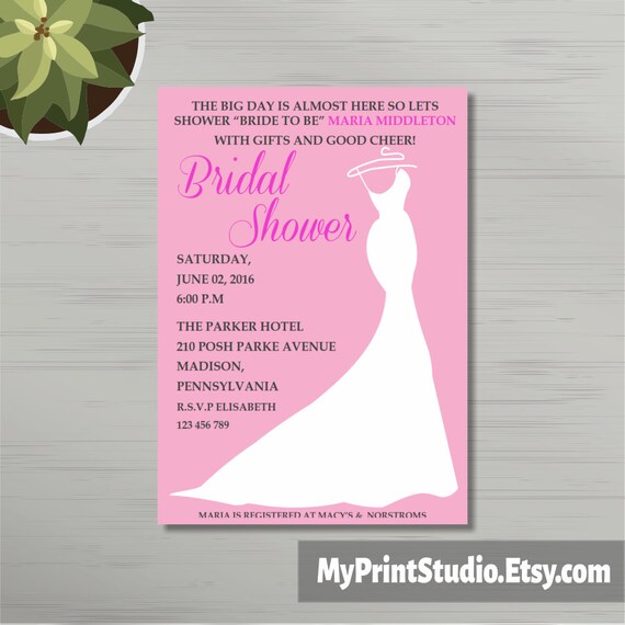 Wedding Dress Bridal Shower Invitation Template Dress Bridal Etsy