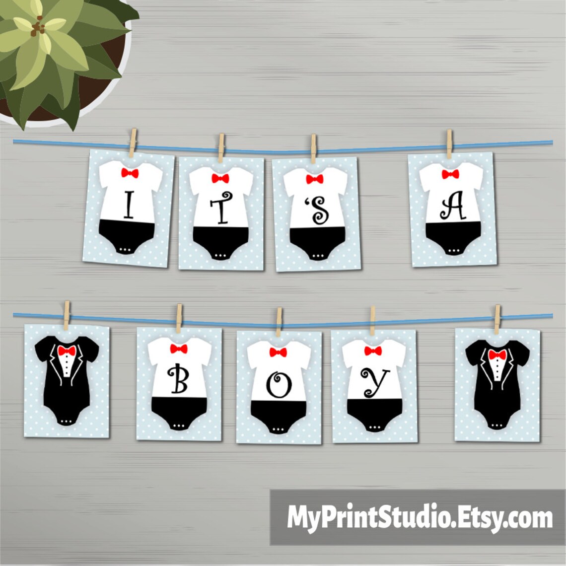 Printable Baby Boy Shower Banner It's a Boy Banner Baby Etsy