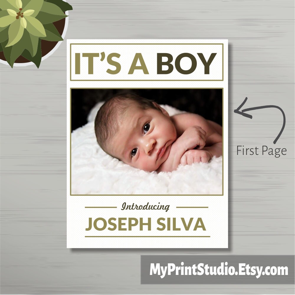 Baby Boy Announcement Printable Template for MS Word. Newborn | Etsy