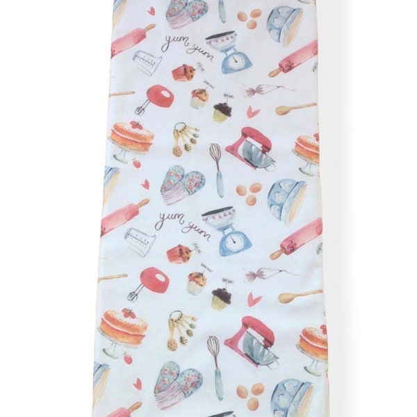 Baking themed Clarke and Clarke cotton fabric table runner cake kitchen room decor