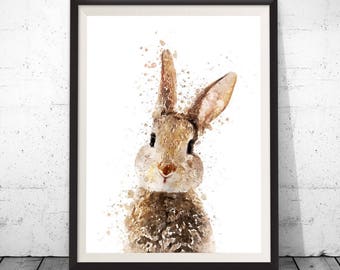 Rabbit Print, Woodland Animals, Nursery Art, Nursery Decor, Nursery Animals Print, Bunny Print, Rabbit Wall Print, Nursery Wall Art, Print