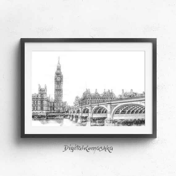 London Skyline London Print London Large Poster London Wall | Etsy