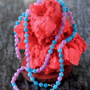 Turquoise and pale violet jadeite necklace. Handmade with love, with jadeite, a semi-precious stone.