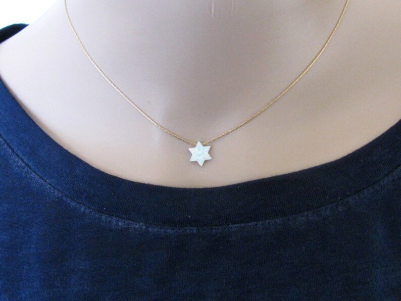 opal necklace gold necklace Jewish necklace Jewish jewelry 14k gold filled chain Star of David necklace Star of David opal jewelry