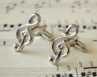 Treble Clef Cufflinks, Cufflinks, Cufflinks for men, Cuff Links, Wedding Gift, Gift Mens, Treble Clef, Music Gift, Music teacher gift, music