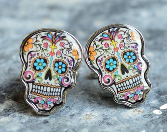 SKULL Cuff Links,  Cufflinks, Cool Cufflinks, Gift Mens, Sugar SkullCuff Links, Accessories, Cufflinks Jewelry, Cuff Links Day of the Dead