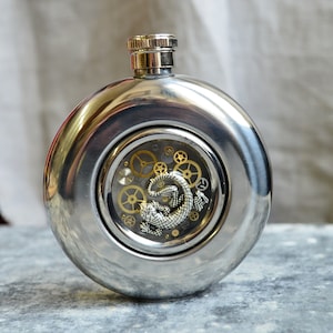 Original Hip Flask, Steampunk Flask, Vintage Hip Flask, Gift Mens, Steampunk Hip Flask, Stainless Steel, Gift, steampunk for men, Flask