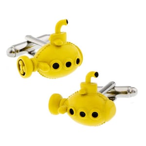 Yellow Submarine Cufflinks, Cufflinks for men, Nautical Cuff Links, Cuff links Nautical Silver Beach Wedding Groom Groomsman, Sailor cuff