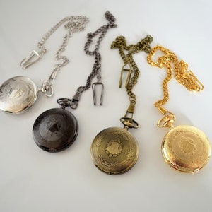 Elegante verzierte Taschenuhr Rückseite Gold Silber Antike Bronze, FUNKTIONELLE UHR, Steampunk Uhr, Halskettengeschenk, Geschenke Bild 1