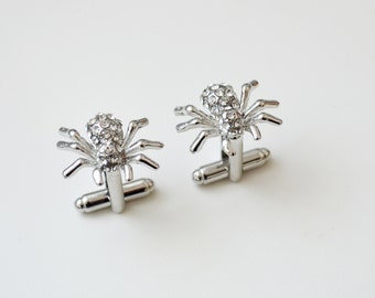 Spider Cufflinks/ Lucky Cufflinks/ Mens/ Accessories/ Cufflinks Jewelry/ Gifts for Him/ Silver Spider Cufflinks/ Animal Insect Cuff Links