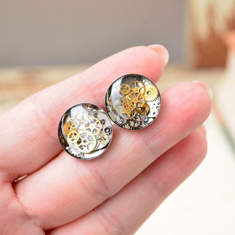 Ideas Gift for men recy Best Man jewellery Groomsmen cufflinks Best Man Gift Round cufflinks Cuff links Steampunk Clockwork cufflinks