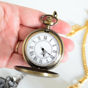 Elegante verzierte Taschenuhr Rückseite Gold Silber Antike Bronze, FUNKTIONELLE UHR, Steampunk Uhr, Halskettengeschenk, Geschenke Bild 6