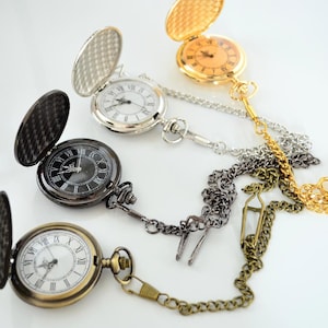 Elegante verzierte Taschenuhr Rückseite Gold Silber Antike Bronze, FUNKTIONELLE UHR, Steampunk Uhr, Halskettengeschenk, Geschenke Bild 2