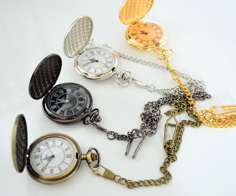 Elegante verzierte Taschenuhr Rückseite Gold Silber Antike Bronze, FUNKTIONELLE UHR, Steampunk Uhr, Halskettengeschenk, Geschenke Bild 2