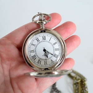 Elegante verzierte Taschenuhr Rückseite Gold Silber Antike Bronze, FUNKTIONELLE UHR, Steampunk Uhr, Halskettengeschenk, Geschenke Bild 5