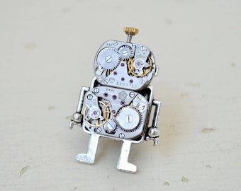 Mädchen Brosche Steampunk Roboter, Brosche Roboter, Mädchen Roboter Brosche, Industrie Brosche, Andriod Brosche, Steampunk Brosche, Steampunk Geschenk, Roboter