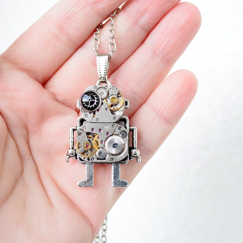 Fantasy necklace, Android Steampunk necklace, Necklace Robot, Robot pendant, Industrial, Android Pendant, Pendants, Steampunk gift, Mr Robot image 2