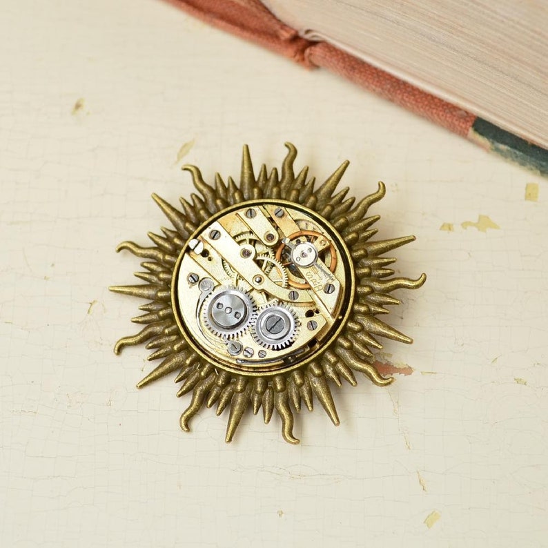 Silver and Gold Unique Steampunk Necklace Vintage Necklace Steampunk Pendant Clockwork Necklace Steampunk Necklace Steampunk Necklace