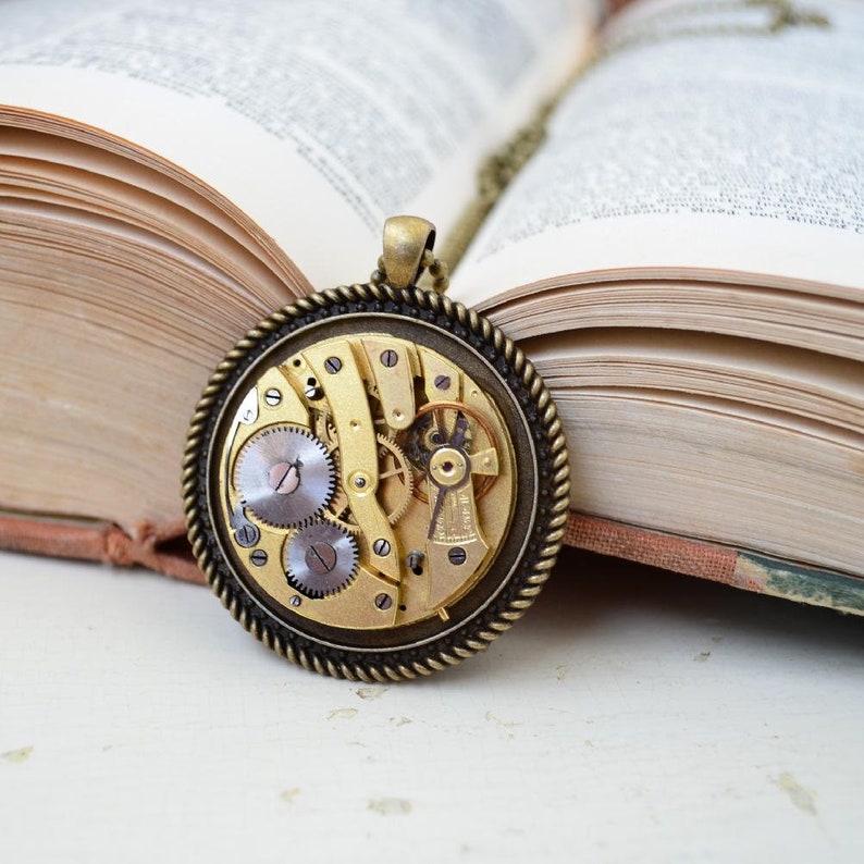 Silver and Gold Unique Steampunk Necklace Vintage Necklace Steampunk Pendant Clockwork Necklace Steampunk Necklace Steampunk Necklace