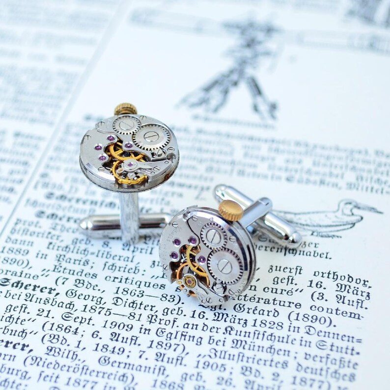 Ideas Gift for men recy Best Man jewellery Groomsmen cufflinks Best Man Gift Round cufflinks Cuff links Steampunk Clockwork cufflinks