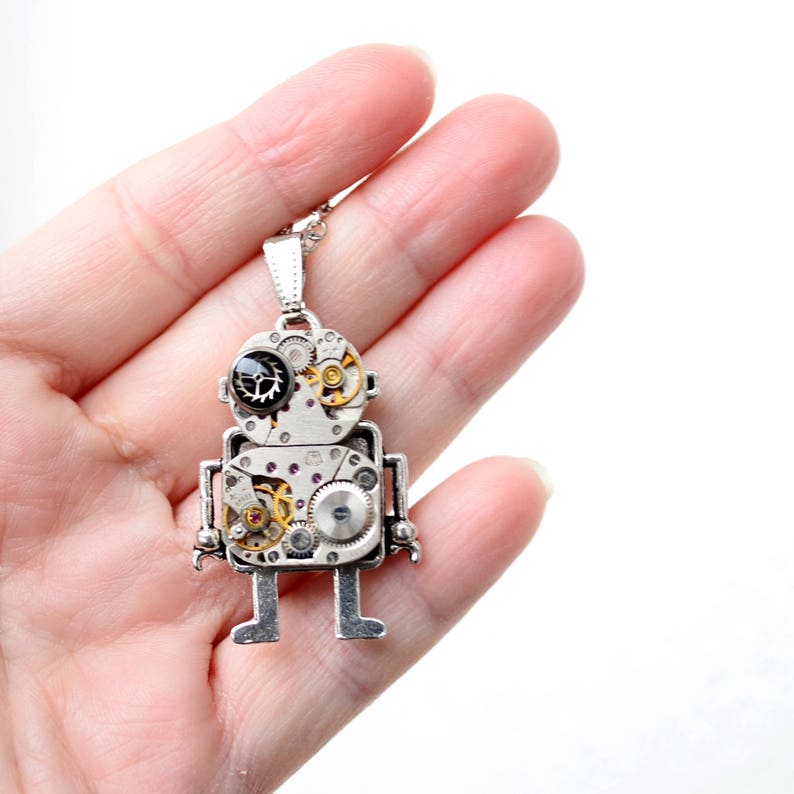 Fantasy necklace, Android Steampunk necklace, Necklace Robot, Robot pendant, Industrial, Android Pendant, Pendants, Steampunk gift, Mr Robot image 4