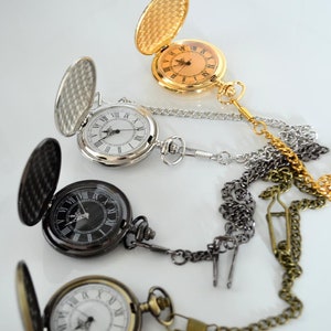 Elegante verzierte Taschenuhr Rückseite Gold Silber Antike Bronze, FUNKTIONELLE UHR, Steampunk Uhr, Halskettengeschenk, Geschenke Bild 3