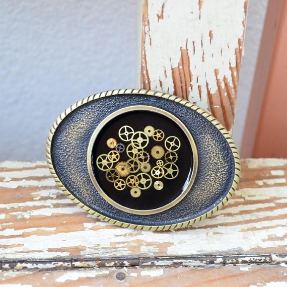 Boucle De Ceinture Steampunk Ovale - 44mm - Neuf - Style Rétro Mécanique - Accessoire Cuir