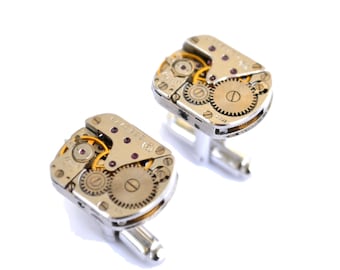 Watch Movement  Cufflinks Steampunk Vintage Wedding Groom Gift Mens Retro Present Clockwork cufflinks  Best Man Gift Ideas Gift for men