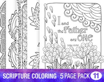 5 Bible Verse Coloring Pages Inspiration Quotes DIY Adult Colouring Instant Download Printable 8x10 Christian Scripture
