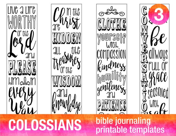 4 bible journaling printable templates illustrated christian faith bookmarks bible verse prayer journal art colossians christian bookmark templates