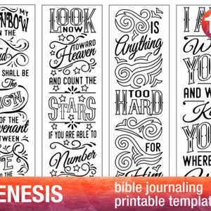 GENESIS 4 Bible journaling printable templates, illustrated christian faith bookmarks, black and white bible verse prayer journal stickers image 1