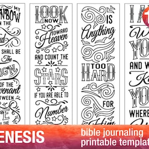 GENESIS 4 Bible journaling printable templates, illustrated christian faith bookmarks, black and white bible verse prayer journal stickers image 1