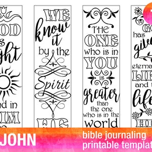 4 Bible Journaling Printable Illustrated Faith Bible Journaling Template Bible Journaling Stencils Bible Verse Coloring Set 1 JOHN image 1