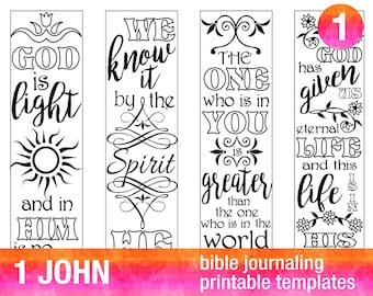 4 Bible Journaling Printable Illustrated Faith Bible Journaling Template Bible Journaling Stencils Bible Verse Coloring Set  1 JOHN