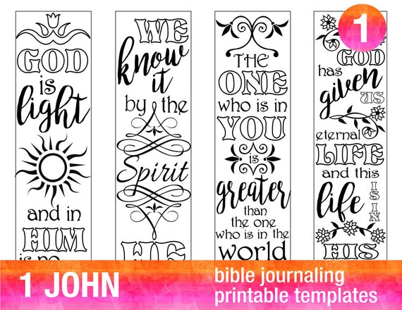 4 Bible Journaling Printable Illustrated Faith Bible Journaling Template  Bible Journaling Stencils Bible Verse Coloring Set 1 JOHN 